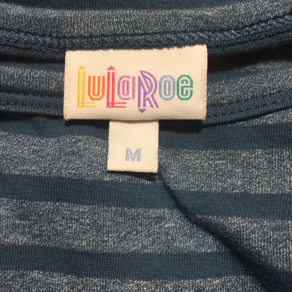 LuLaRoe Medium Blue Stripped Julia Dress - Picture 8 of 8